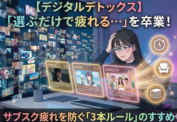 【デジタルデトックス】「選ぶだけで疲れる…」を卒業！サブスク疲れを防ぐ「3本ルール」のすすめ
