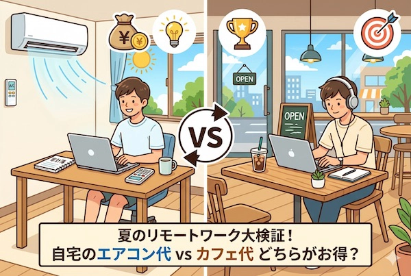 夏のリモートワーク大検証！「自宅のエアコン代」vs「カフェ代」どちらが本当にお得？