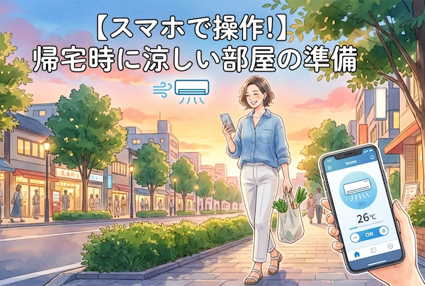 【帰宅時を快適に】スマホで外出先からエアコンを遠隔操作！涼しさと節電を両立するスマート活用術