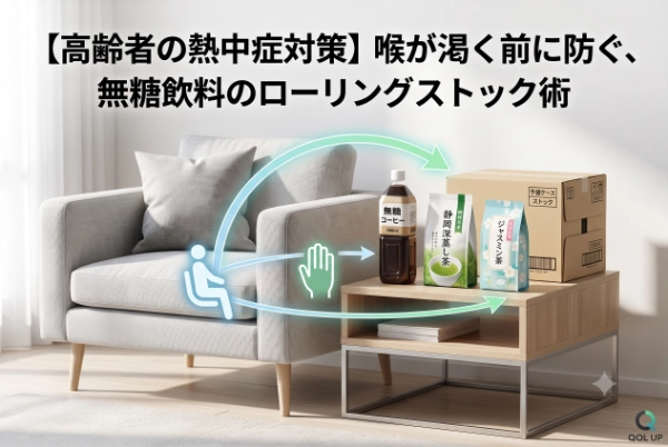 喉が渇く前に「仕組み」で命を守る。高齢の親の夏バテを防ぐ無糖飲料のローリングストック術