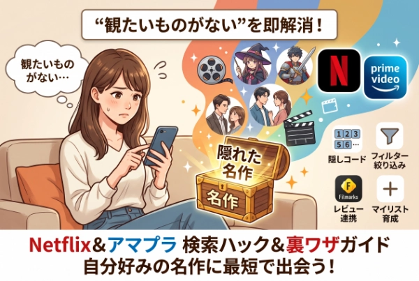 【検索ハック・隠れた名作探し】「観たいものがない」を即解消！Netflix＆アマプラで好みの作品をすぐに見つける裏ワザ